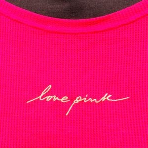 PINK Victoria's Secret Red Waffle Knit Round Neckline Long Sleeves Hi-Lo…